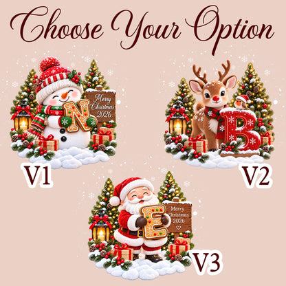 Personalized Kid Name Ornament, Letter Gingerbread with Snowman Keepsake - product image 3