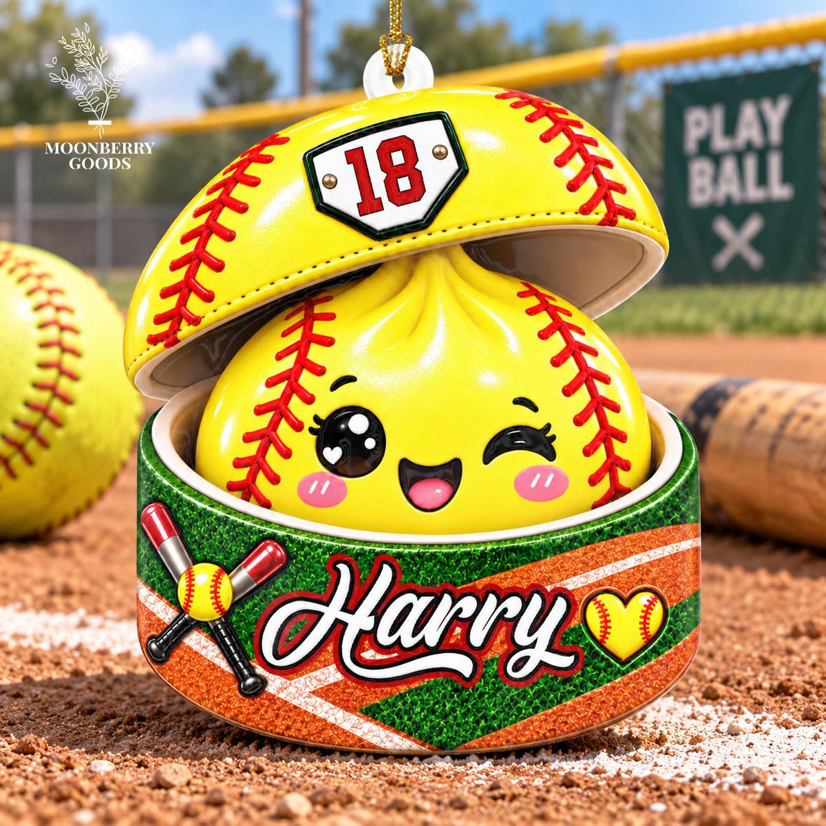 Personalized Softball Dumpling 3D Relief Ornament 2026, Softball Ornament, Squishy Dumpling Ornament, Sport Ornament, Kids Christmas Gift - product image 3