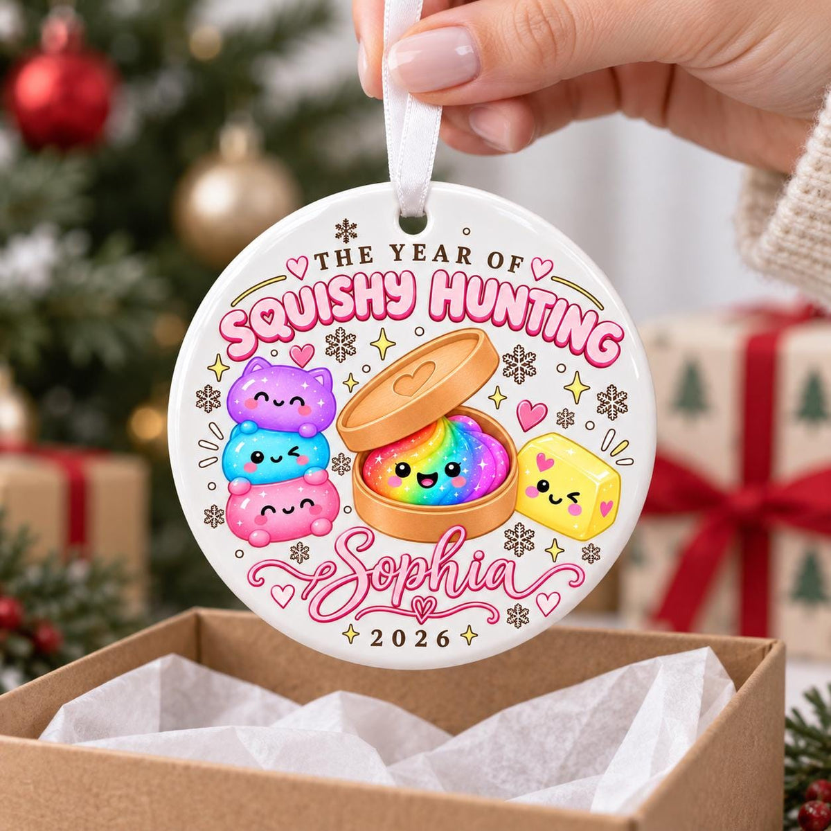 Personalized Squishy Christmas Ornament, Year of Squishy Hunting Ornament, Custom Name Dumpling Gift, Kids Xmas Keepsake, Squishy Lover Gift - product image 9