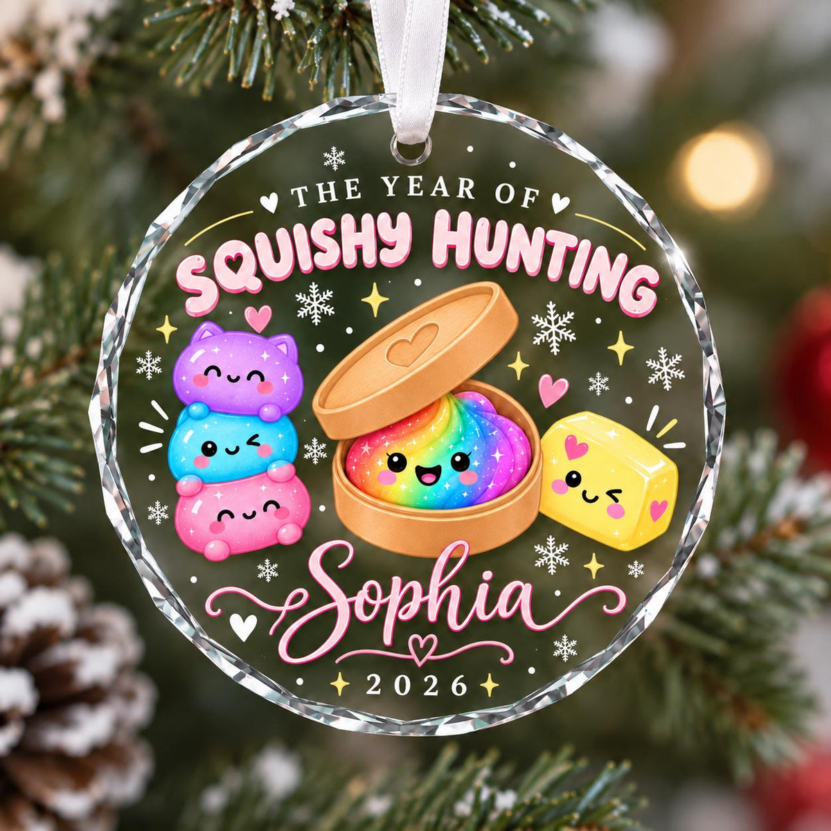 Personalized Squishy Christmas Ornament, Year of Squishy Hunting Ornament, Custom Name Dumpling Gift, Kids Xmas Keepsake, Squishy Lover Gift - main product image