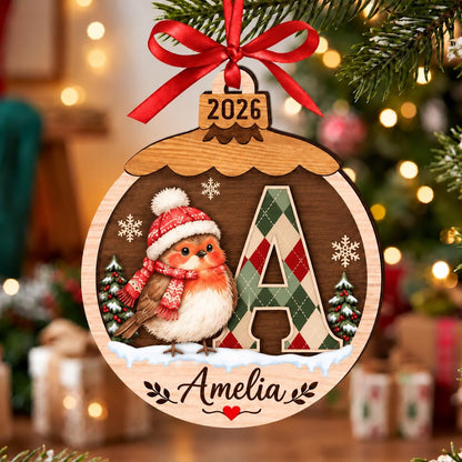 Baby First Christmas Ornament 2026, Personalized Monogram Ornament, Custom Toddler Name Gift, Woodland Animal Keepsake - product image 5