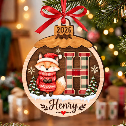 Baby First Christmas Ornament 2026, Personalized Monogram Ornament, Custom Toddler Name Gift, Woodland Animal Keepsake - product image 7