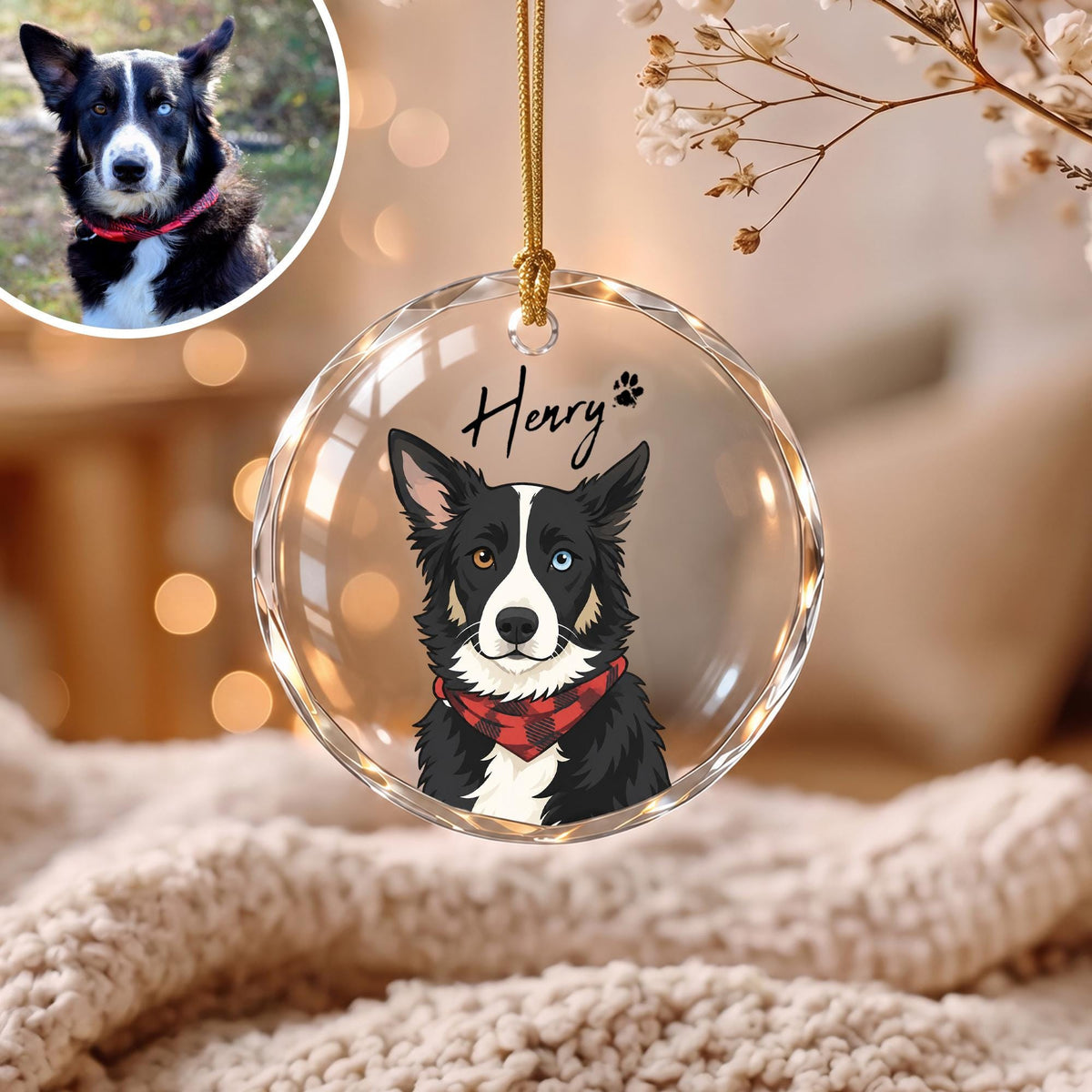 Personalized Watercolor Pet Photo Ornament: Custom Memorial Keepsake - product image 8