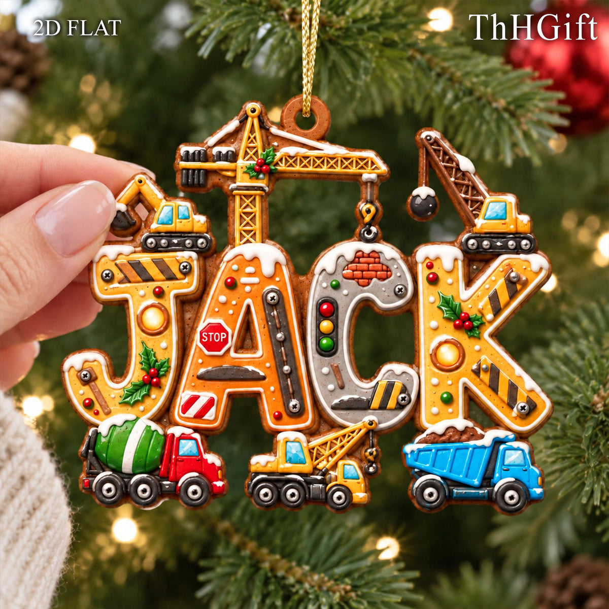 Personalized Kids Name Truck Christmas Ornament, Construction Vehicle Acrylic Ornament, Custom Name Holiday Decor - product image 6