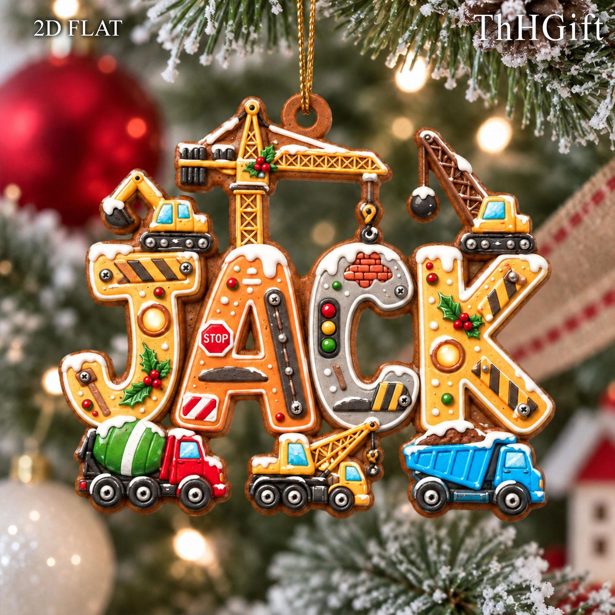 Personalized Kids Name Truck Christmas Ornament, Construction Vehicle Acrylic Ornament, Custom Name Holiday Decor - product image 10