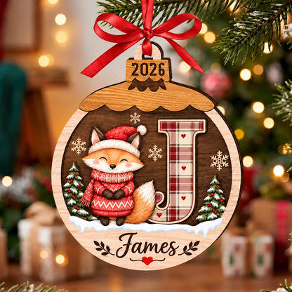 Baby First Christmas Ornament 2026, Personalized Monogram Ornament, Custom Toddler Name Gift, Woodland Animal Keepsake - product image 8
