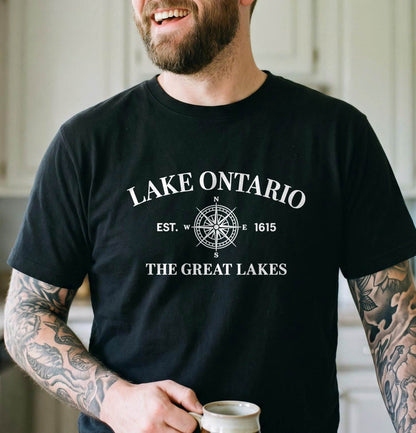 Lake Ontario The Great Lakes Shirt, Vintage Compass T-Shirt, Unisex Sweatshirt & Hoodie, Lake Lover Gift