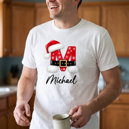 Personalized Christmas Initial Name Shirt, Custom Santa Monogram T-Shirt, Sweatshirt & Hoodie, Unisex Holiday Gift