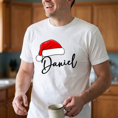 Personalized Santa Hat Name Shirt, Custom Christmas T-Shirt, Sweatshirt & Hoodie, Matching Family Outfit