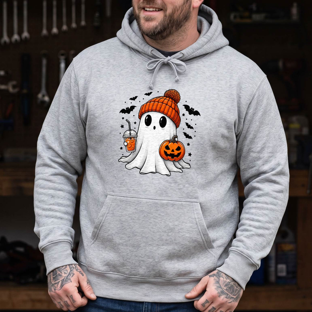 Cute Ghost Halloween Shirt, Cozy Beanie Ghost T-Shirt, Pumpkin Spooky Season Sweatshirt & Hoodie, Unisex Fall Gift