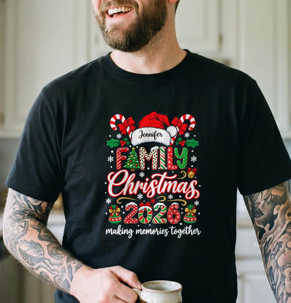 Personalized Family Christmas Shirt 2026, Custom Name T-Shirt, Sweatshirt & Hoodie, Unisex Holiday Gift
