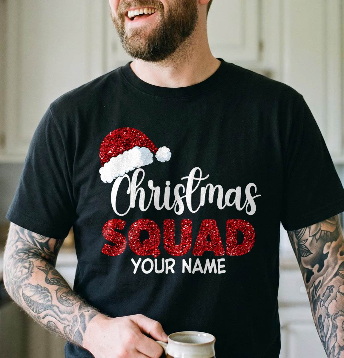 Personalized Christmas Squad Shirt, Custom Name T-Shirt, Sweatshirt & Hoodie, Matching Holiday Outfit