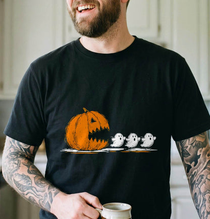 Pumpkin Chasing Ghosts Halloween Shirt, Retro Arcade T-Shirt, Unisex Sweatshirt & Hoodie, Gamer Halloween Gift