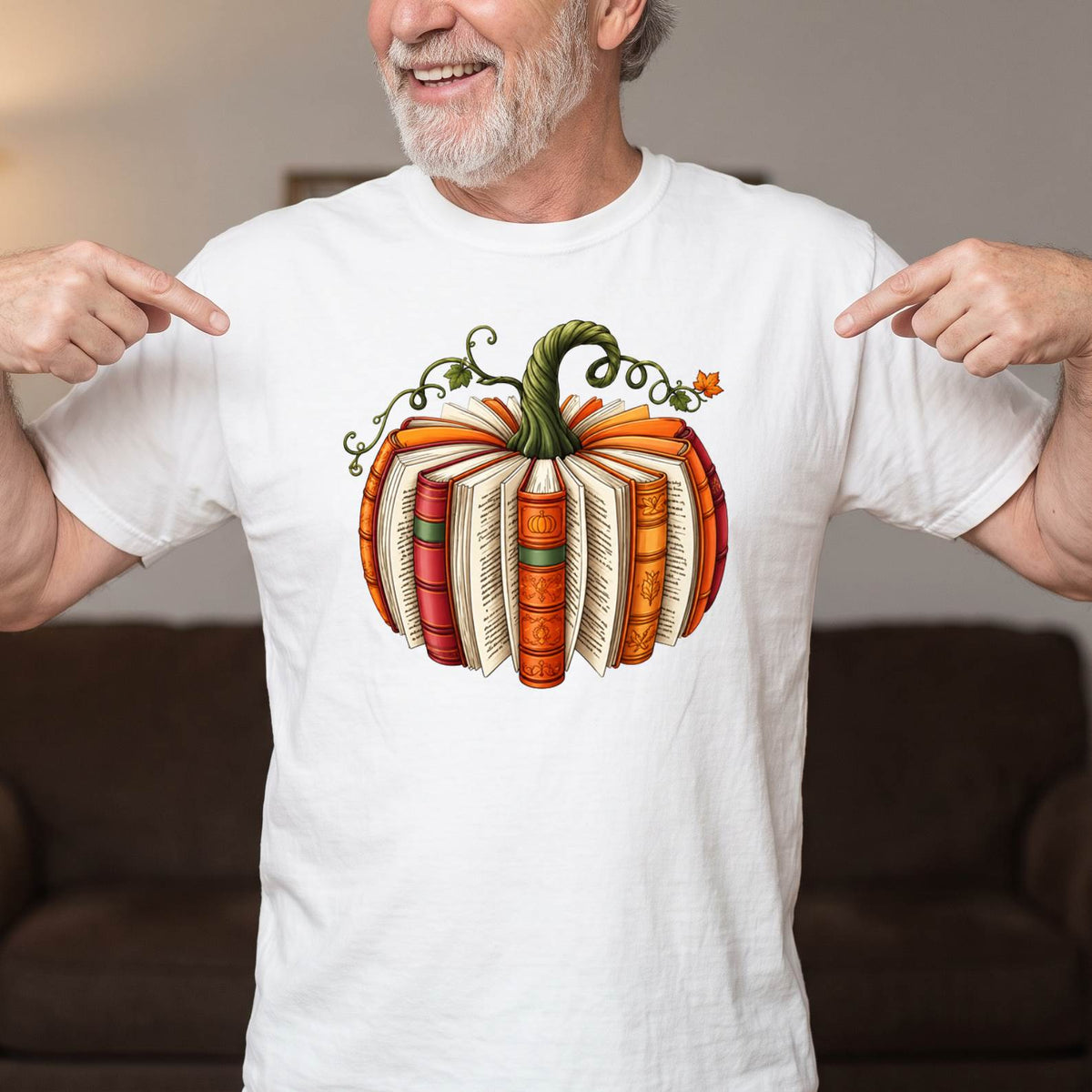 Book Pumpkin Shirt for Grandma & Grandpa, Fall Book Lover T-Shirt