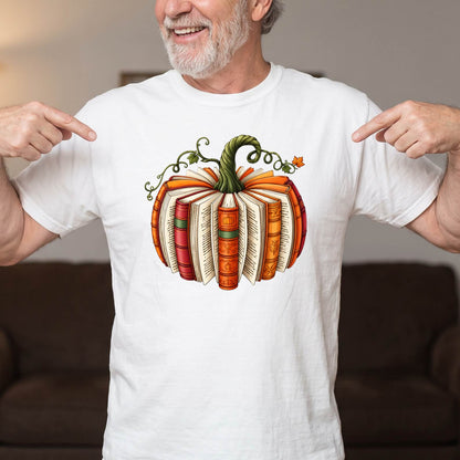 Book Pumpkin Shirt for Grandma & Grandpa, Fall Book Lover T-Shirt