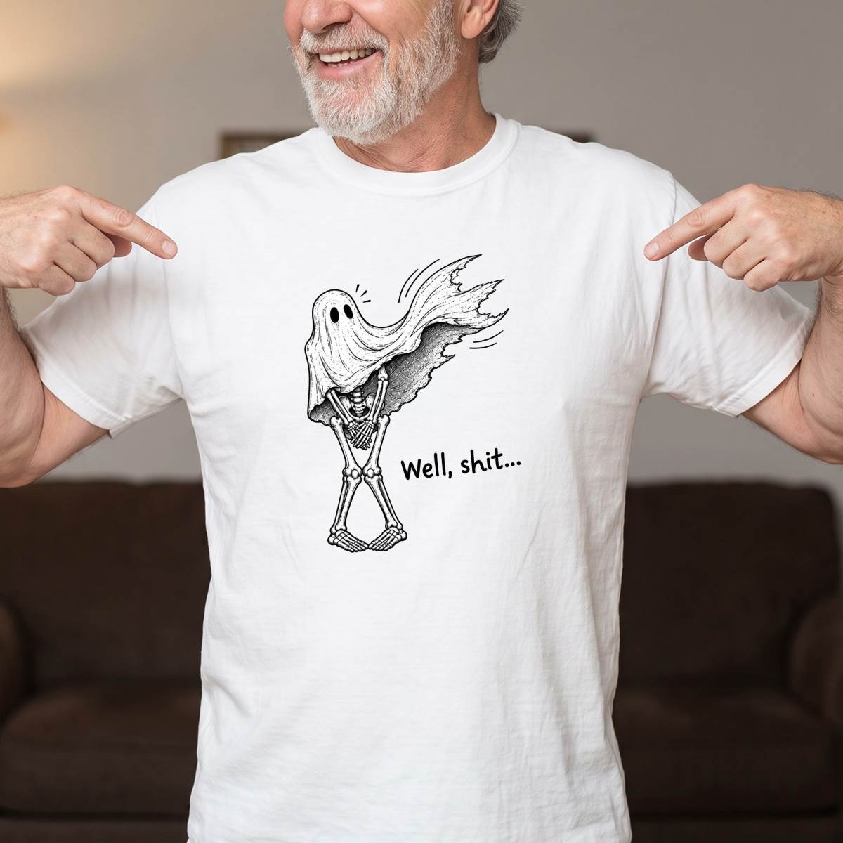 Well Shit Ghost Skeleton Halloween Shirt, Funny Dark Humor T-Shirt, Sweatshirt & Hoodie, Halloween Gift