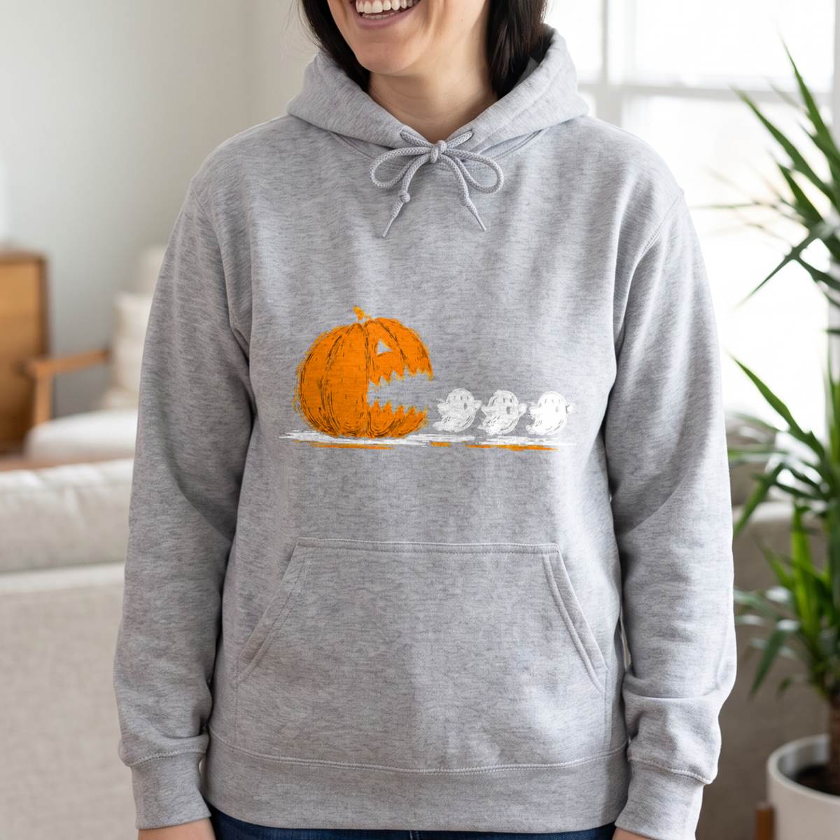 Pumpkin Chasing Ghosts Halloween Shirt, Retro Arcade T-Shirt, Unisex Sweatshirt & Hoodie, Gamer Halloween Gift