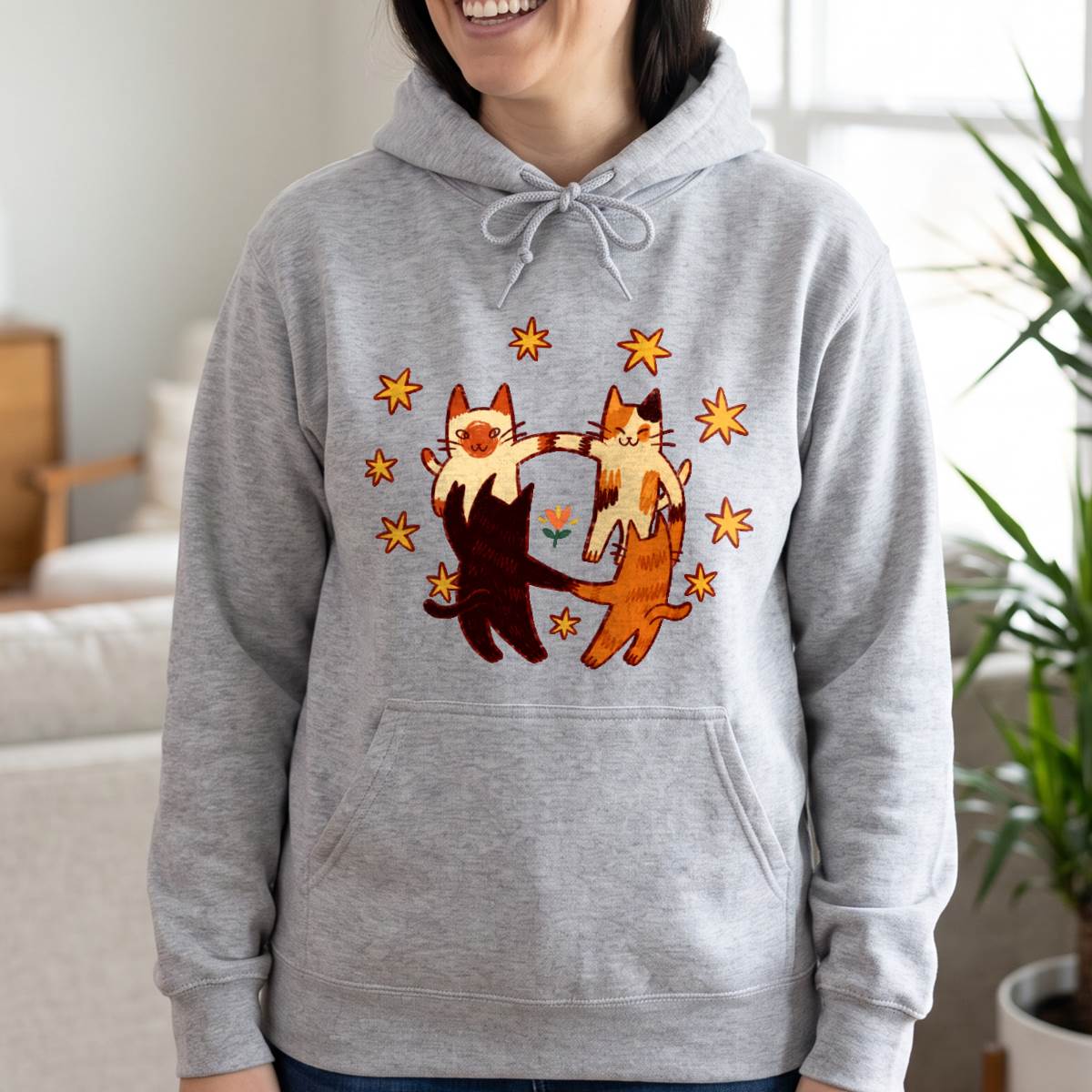 Cats Holding Paws Friendship Shirt, Cute Cat Lover T-Shirt, Sweatshirt & Hoodie, Best Friend Gift
