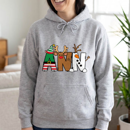 Personalized Christmas Name Shirt, Custom Elf Santa Reindeer T-Shirt, Sweatshirt & Hoodie, Unisex Holiday Gift