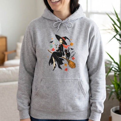 Vintage Witch and Black Cat Halloween Shirt, Witchy T-Shirt, Unisex Sweatshirt & Hoodie, Halloween Gift