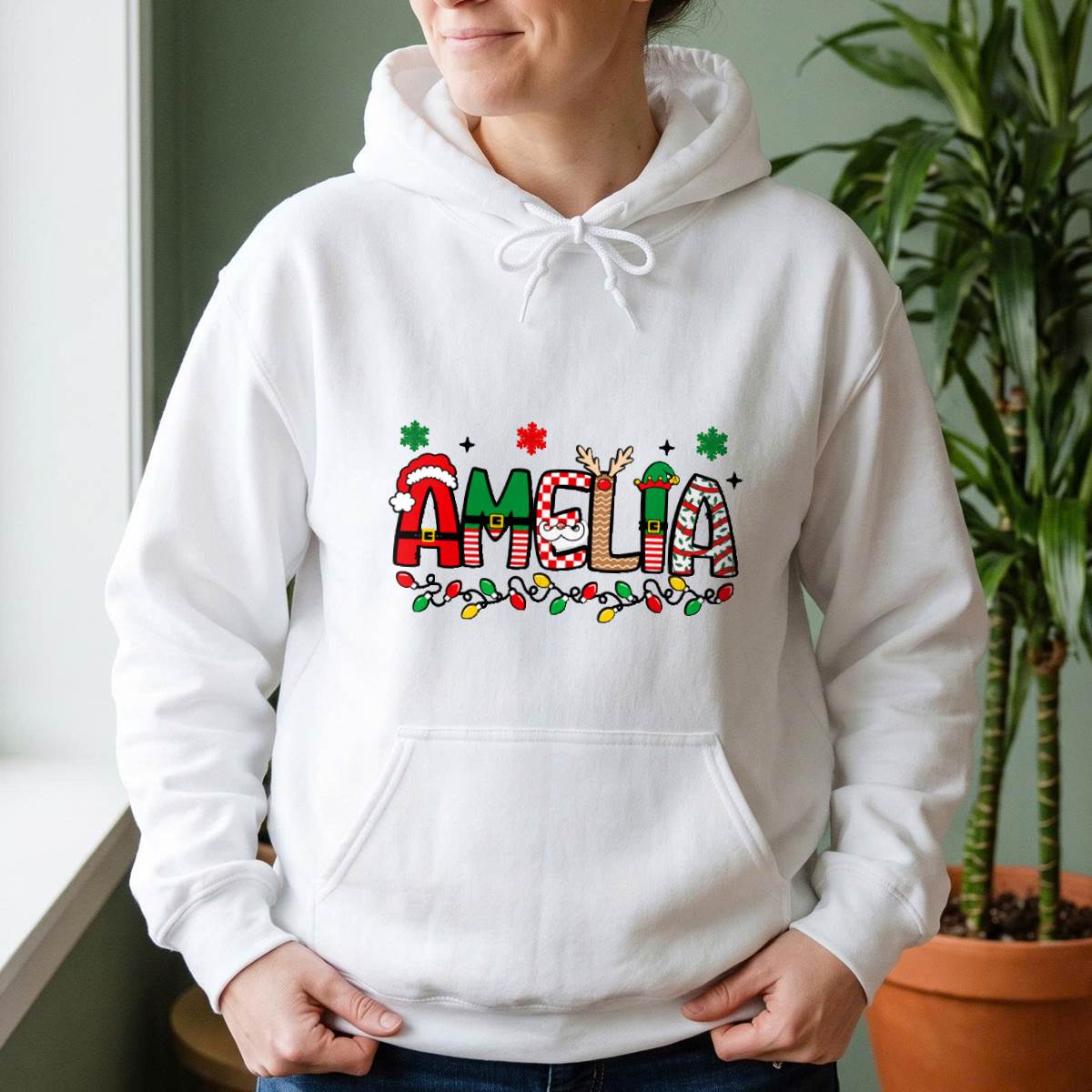 Personalized Christmas Name Shirt, Custom Festive Letter T-Shirt, Sweatshirt & Hoodie