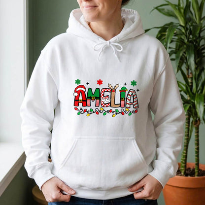 Personalized Christmas Name Shirt, Custom Festive Letter T-Shirt, Sweatshirt & Hoodie