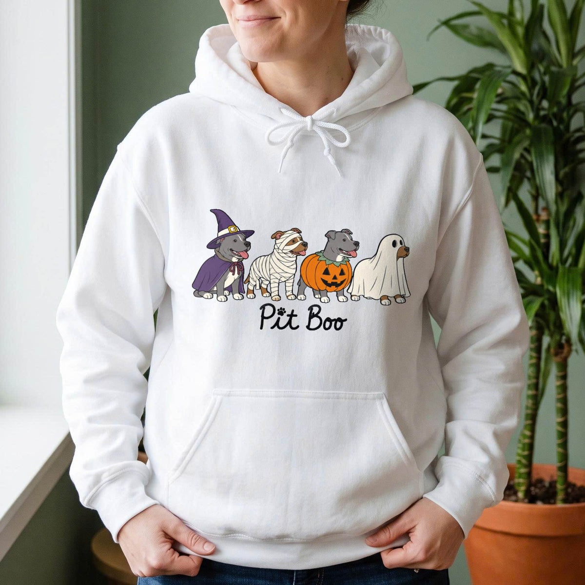 Pit Boo Pit Bull Halloween Shirt, Funny Dog Costume T-Shirt, Unisex Sweatshirt & Hoodie, Pitbull Lover Gift