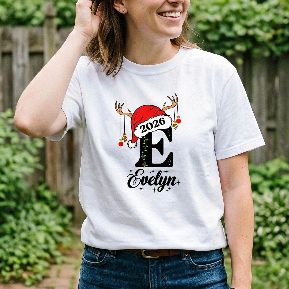 Personalized Initial Christmas Shirt 2026, Custom Name T-Shirt, Sweatshirt & Hoodie, Unisex Holiday Gift