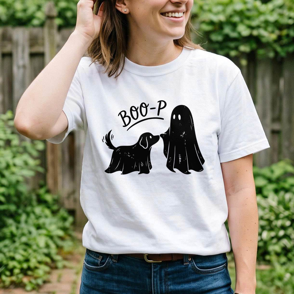 Funny Boo-P Halloween Dog Shirt, Cute Ghost Dog T-Shirt, Spooky Sweatshirt & Hoodie, Unisex Halloween Gift