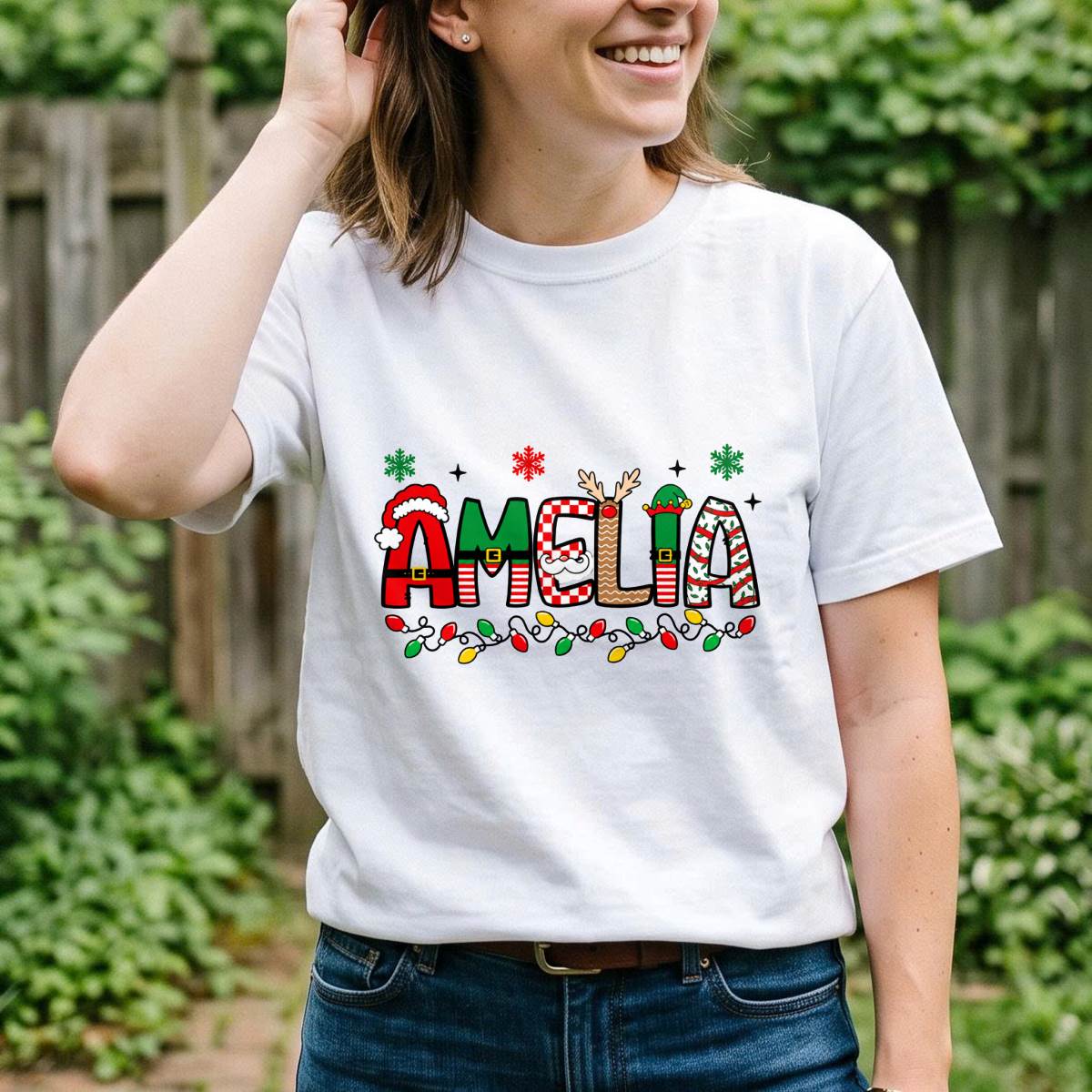 Personalized Christmas Name Shirt, Custom Festive Letter T-Shirt, Sweatshirt & Hoodie