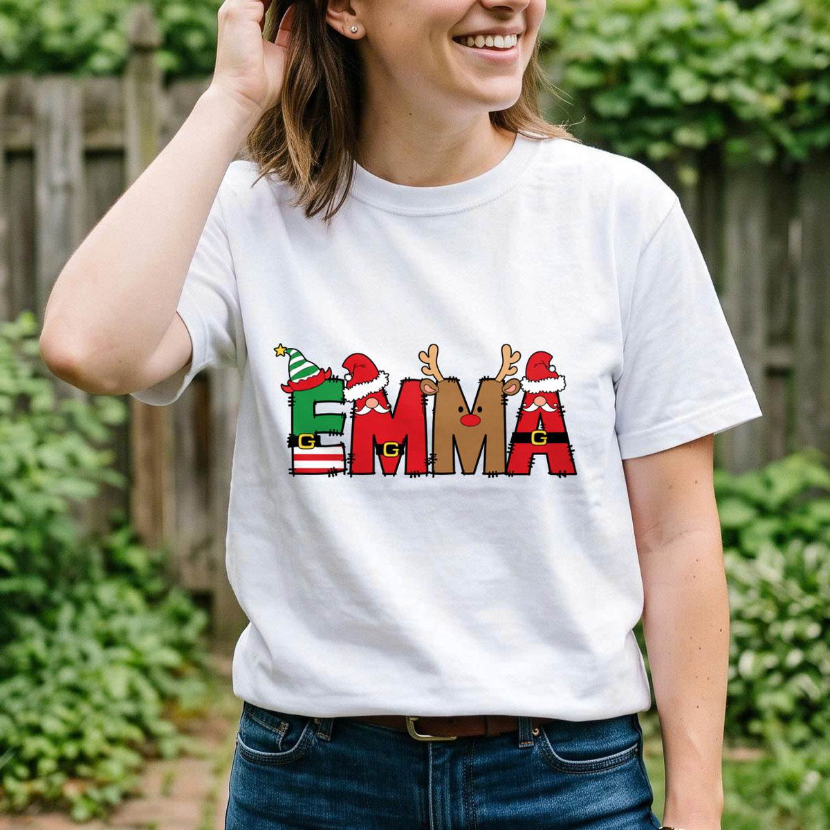 Personalized Christmas Name Shirt, Custom Elf Santa Reindeer T-Shirt, Sweatshirt & Hoodie, Unisex Holiday Gift